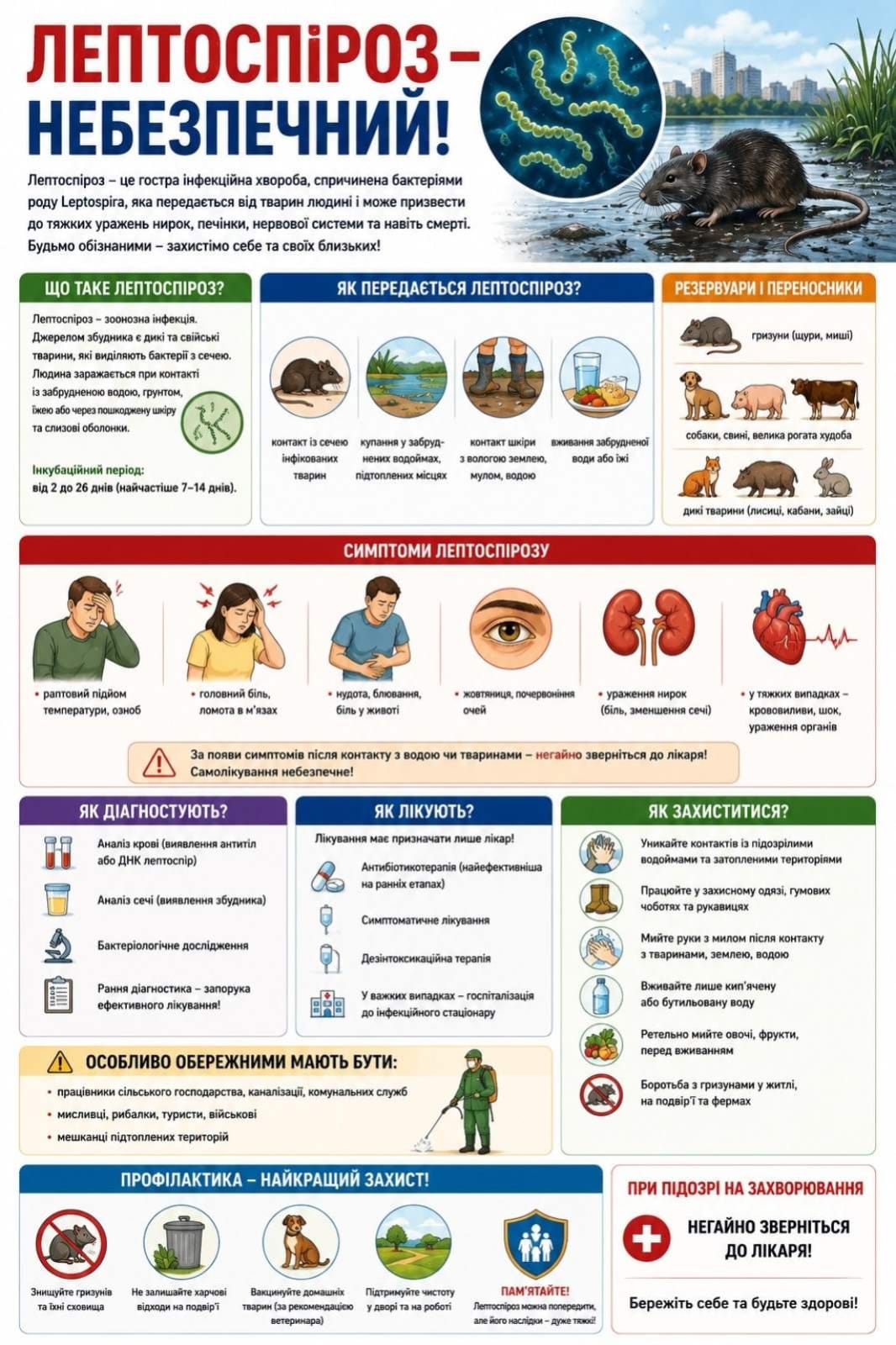 ЛЕПТОСПІРОЗ: небезпечна інфекція, про яку варто знати кожному!